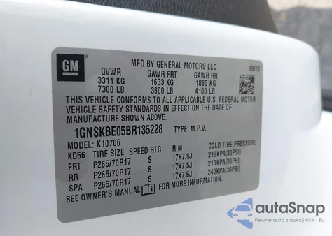 2011 Chevrolet Tahoe Lt from USA, damaged, VIN 1GNSKBE05BR135228